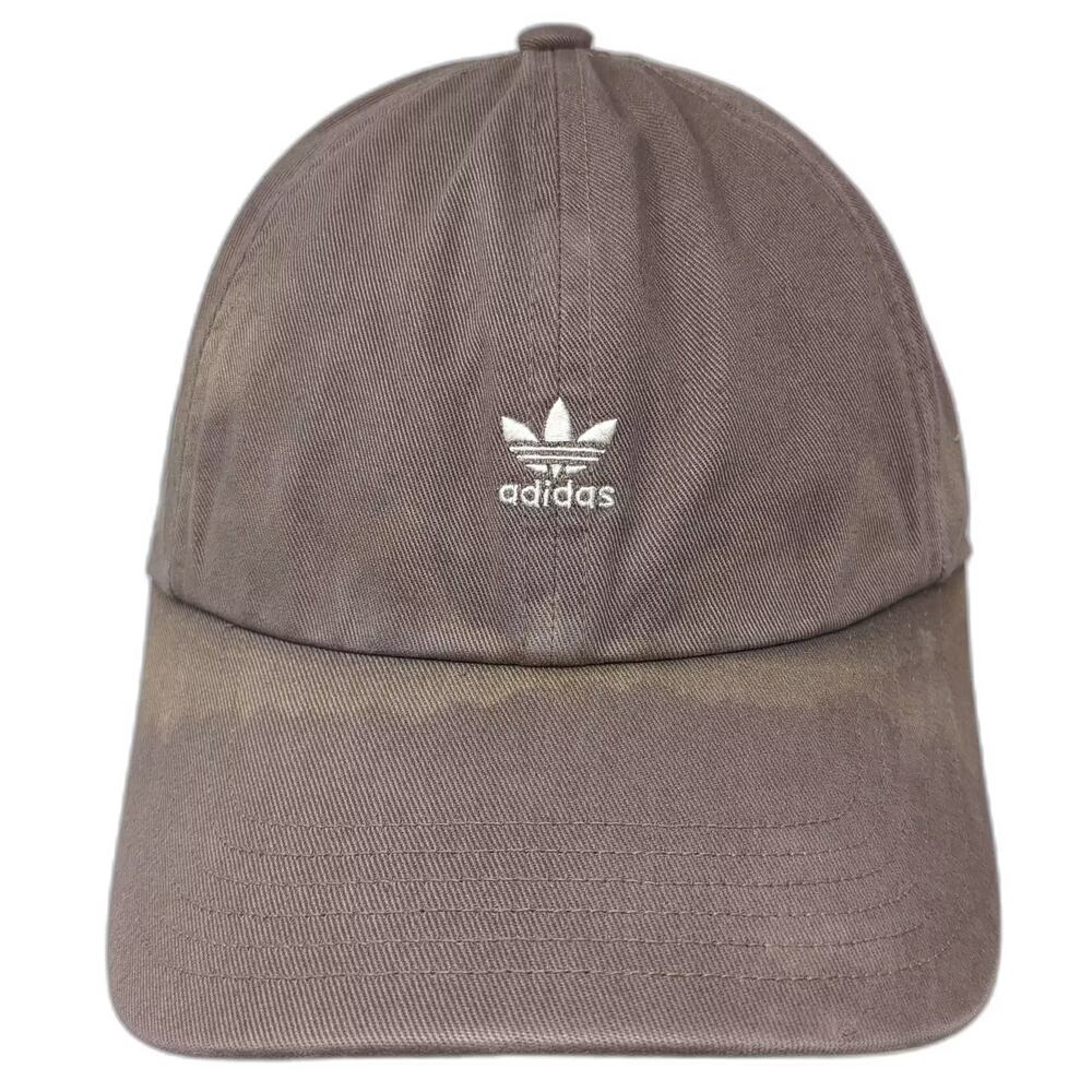 Adidas Baseball Cap Brown White Trefoil Hat OS Adjustable Slideback Grommets